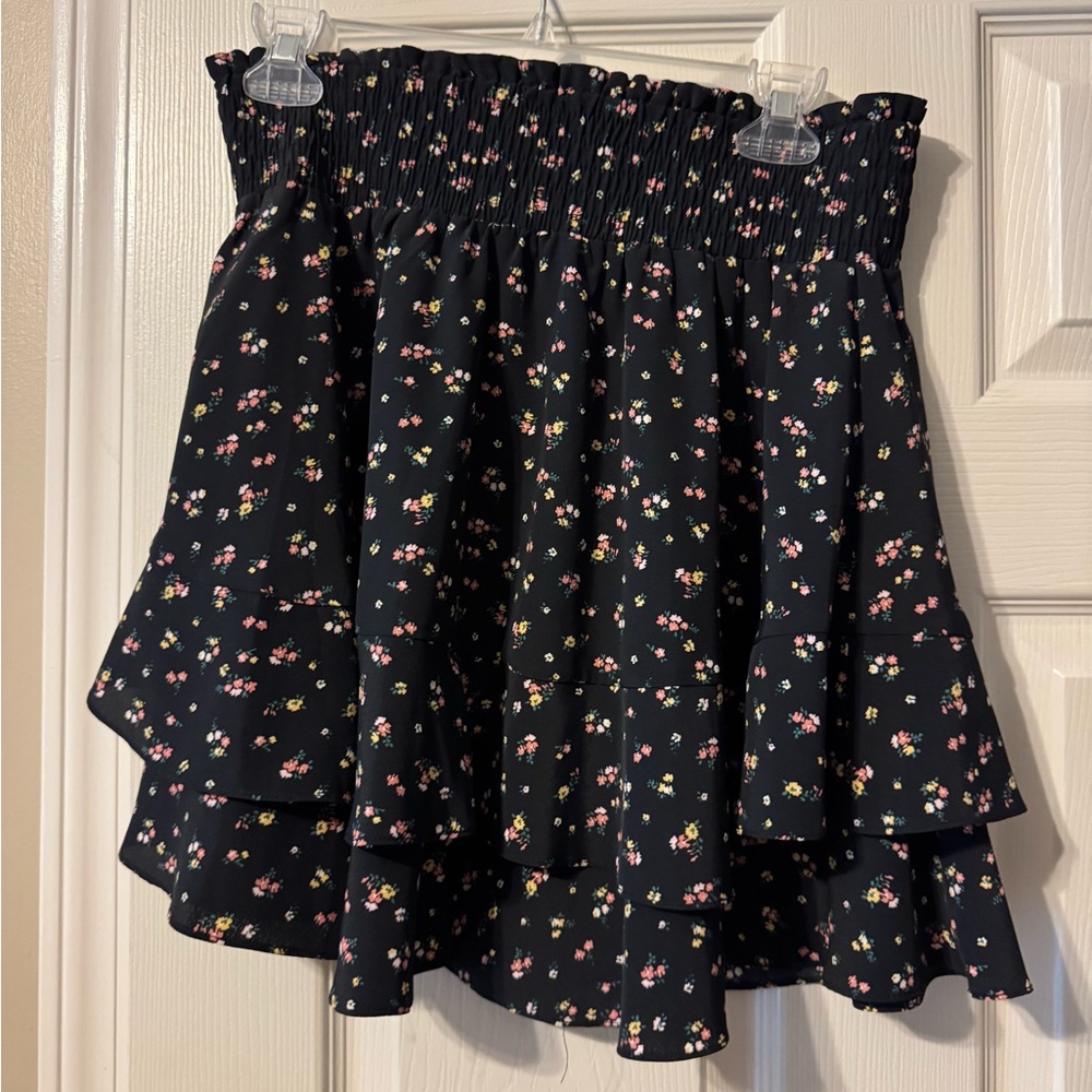 Socialite Black Floral Skater Skirt